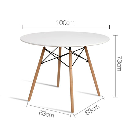 Artiss Dining Table 4 Seater Round Replica DSW Eiffel Kitchen Timber White