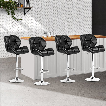 Artiss Set of 4 Kitchen Bar Stools - Black and Chrome