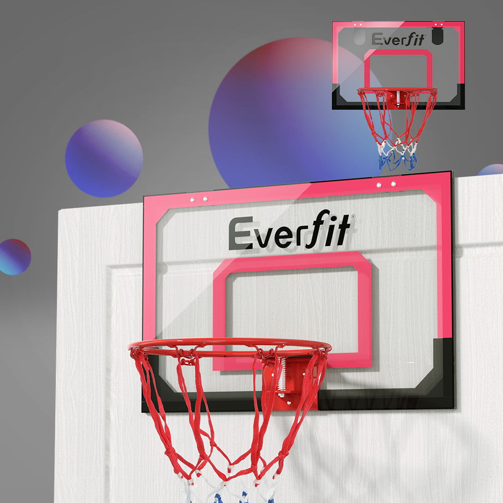 Everfit Mini Basketball Hoop Door Wall Mounted Kids Sports Backboard Indoor Red