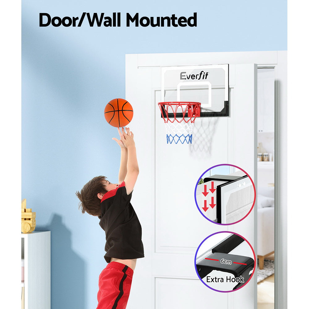 Everfit Mini Basketball Hoop Door Wall Mounted Kids Sport Backboard Indoor Black