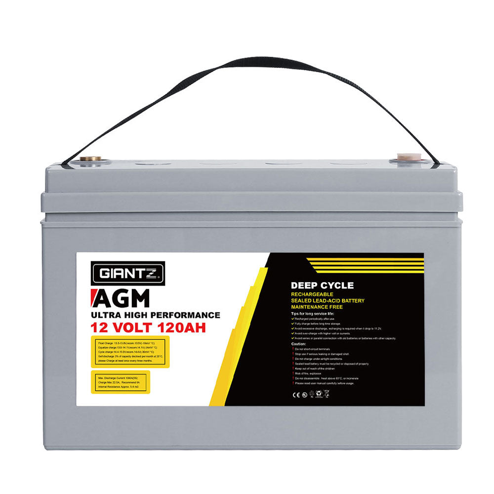 Giantz AGM Deep Cycle Battery 12V 120Ah Marine Sealed Power Portable Solar X2