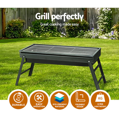 Grillz Charcoal BBQ Grill Smoker Portable Barbecue Outdoor Foldable Camping