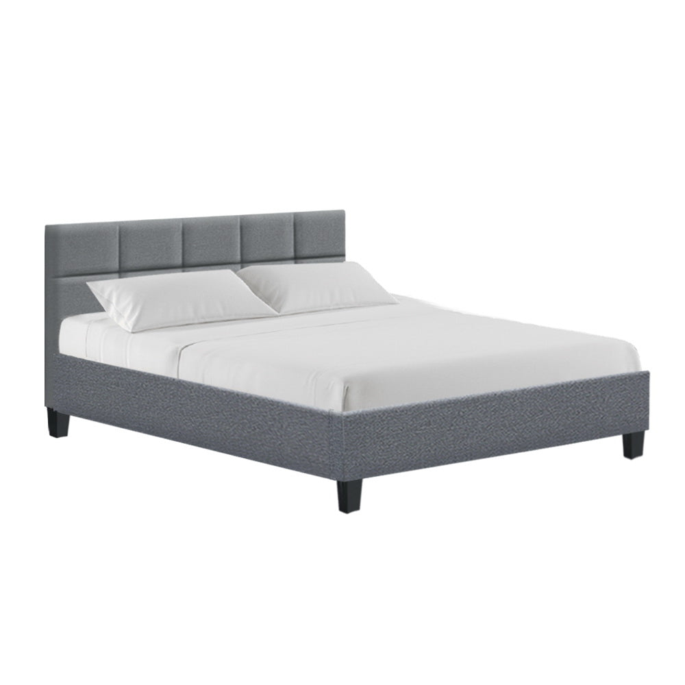 Artiss Tino Bed Frame Queen Size Grey Fabric