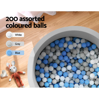 Keezi Ocean Foam Ball Pit with Balls Kids Play Pool Barrier Toys 90x30cm Grey