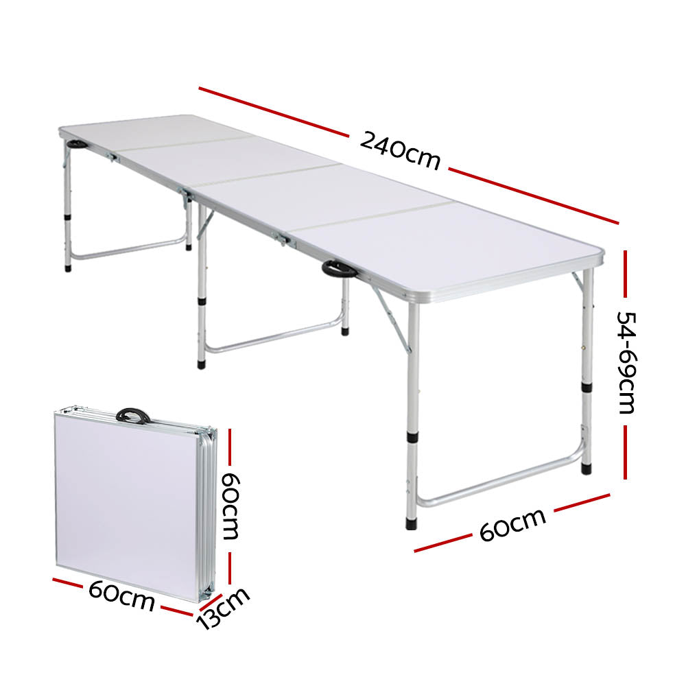 Weisshorn Camping Table Folding Aluminum Portable BBQ Outdoor 240CM