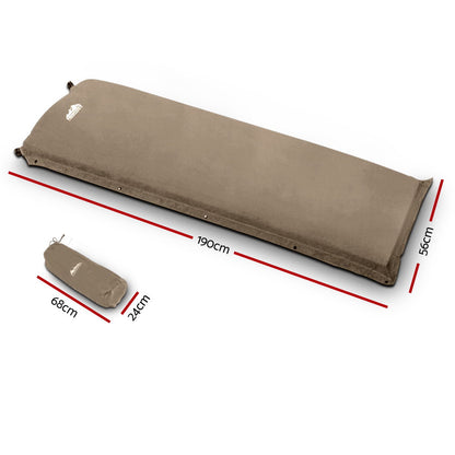 Weisshorn Self Inflating Mattress Camping Sleeping Mat Air Bed Single Coffee