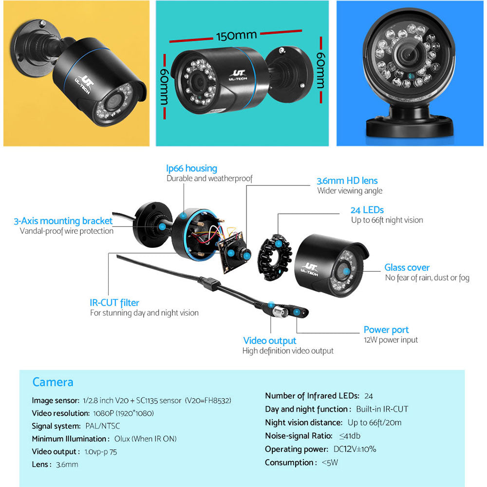 UL Tech 1080P 4 Channel CCTV Security Camera