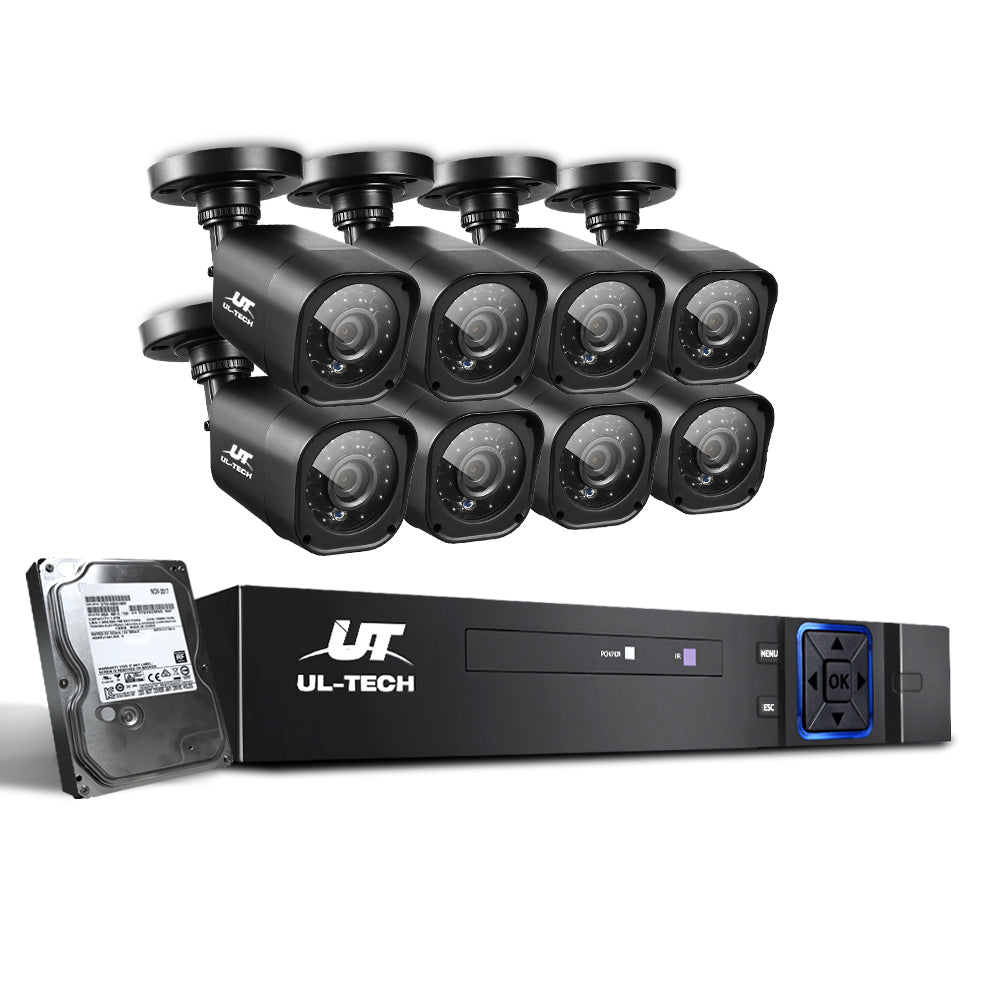 UL-Tech CCTV Security System 2TB 8CH DVR 1080P 8 Camera Sets