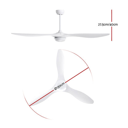 Devanti 52'' Ceiling Fan With Light Remote DC Motor 3 Blades 1300mm