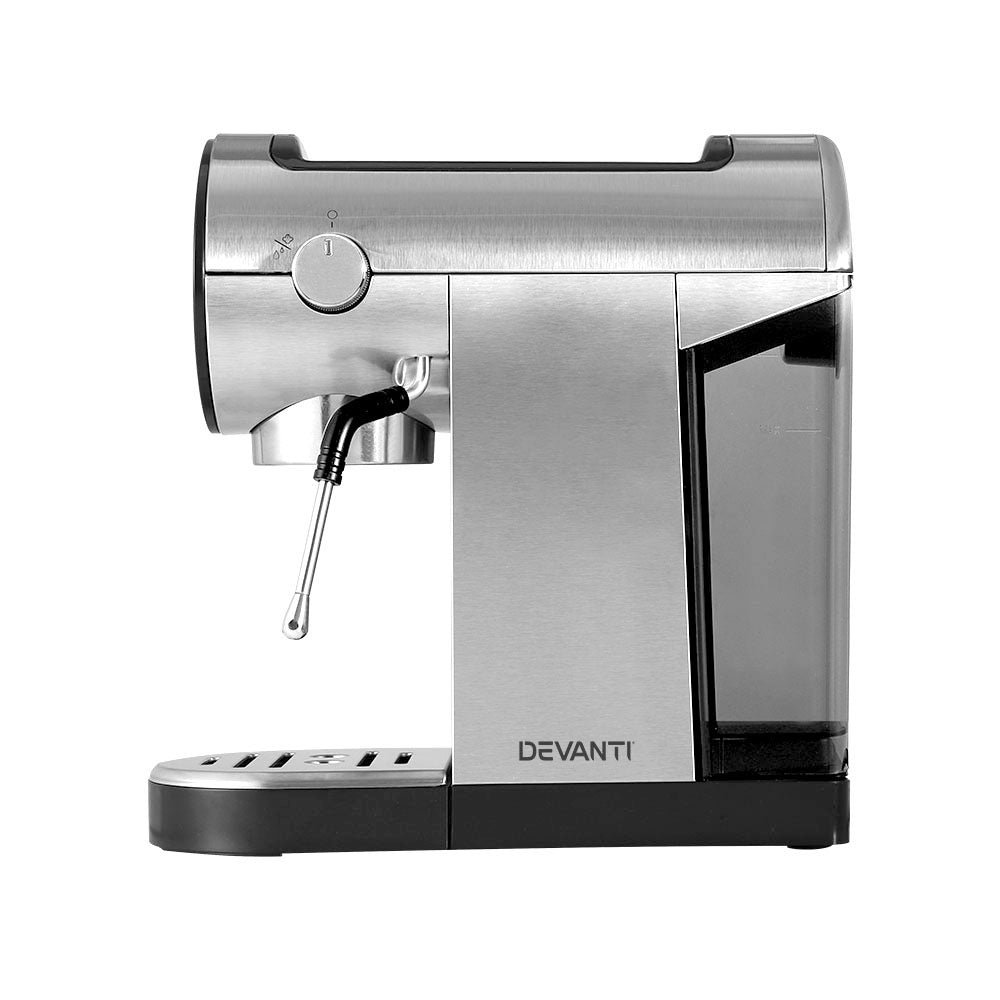 Devanti Coffee Machine Espresso Maker 20 Bar Milk Frother Cappuccino Latte Cafe