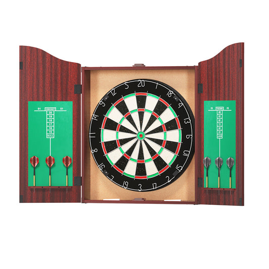 18" Dartboard Cabinet Set Professional Dartboard Wood Classic Game Party Sport