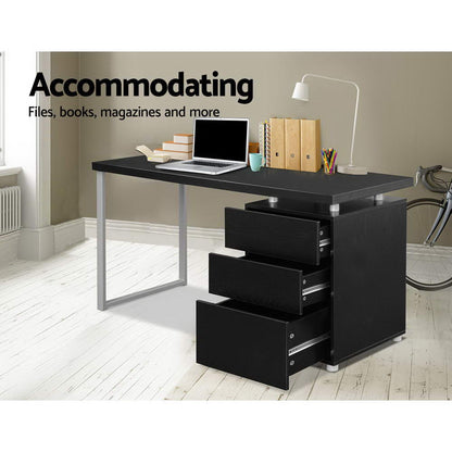 Artiss Metal Desk with 3 Drawers - Black