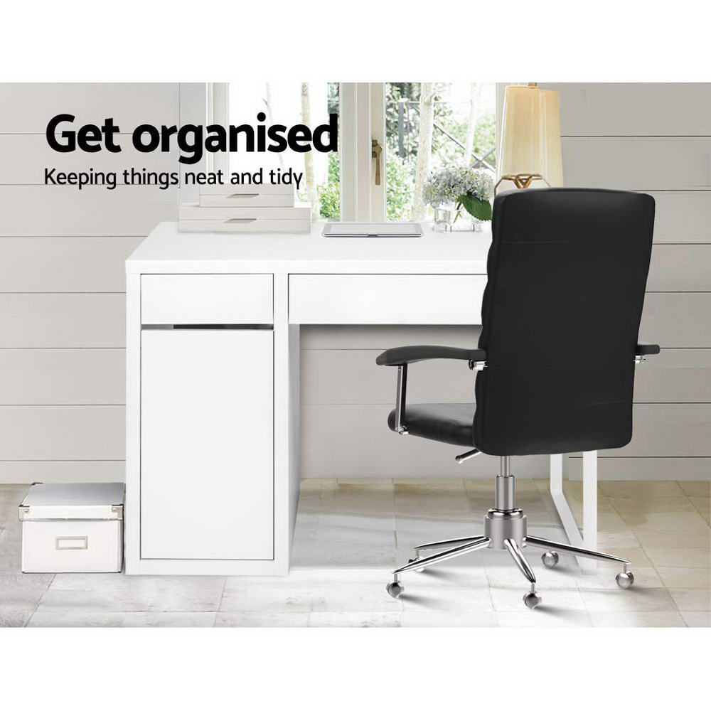 Artiss Metal Desk With Storage Cabinets - White