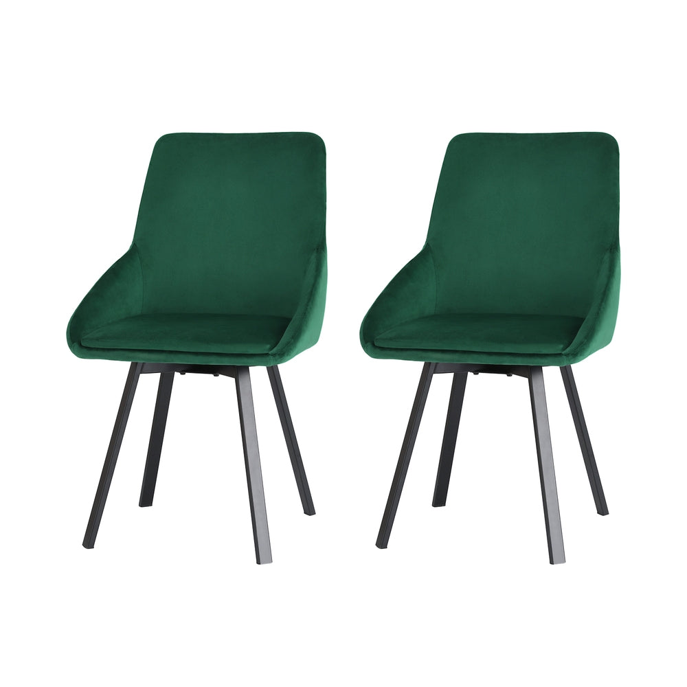 Artiss Dining Chairs Set Of 2 Velvet Upholstered Green Cafe Kirtchen Chairs