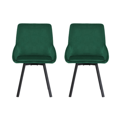 Artiss Dining Chairs Set Of 2 Velvet Upholstered Green Cafe Kirtchen Chairs