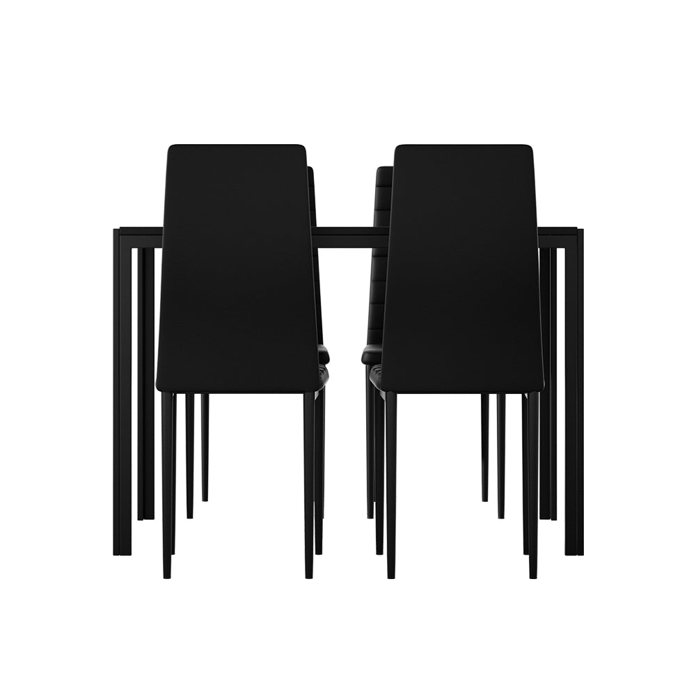 Artiss Dining Chairs and Table Dining Set 4 Chair Set Of 5 Wooden Top Black