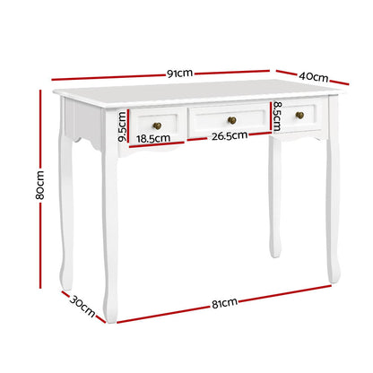 Artiss Hall Console Table Hallway Side Dressing Entry Wooden French Drawer White