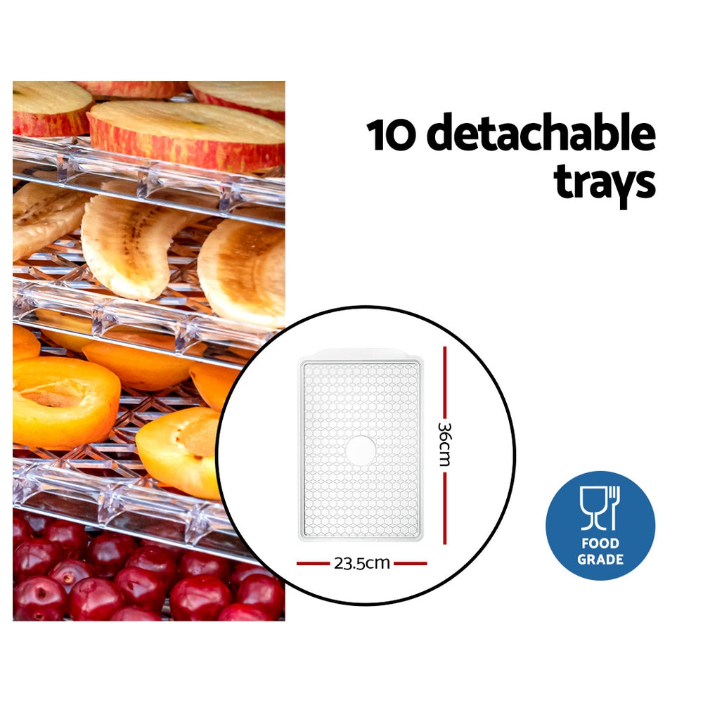 Devanti Food Dehydrator Fruit Meat Dryer Beef Jerky Maker Food Reserver 10 Trays