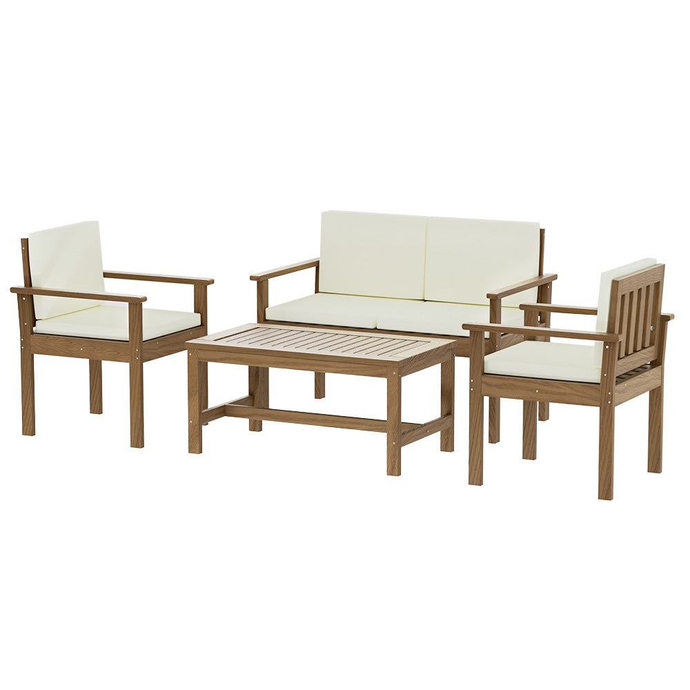 Gardeon Outdoor Sofa Set 4-Seater Acacia Wood Lounge Setting Table Chairs