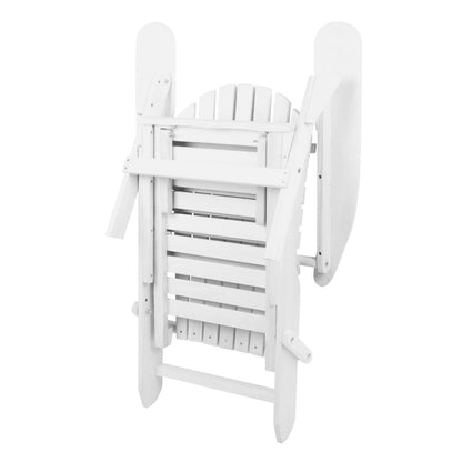 Gardeon 3 Piece Outdoor Adirondack Lounge Beach Chair Set - White