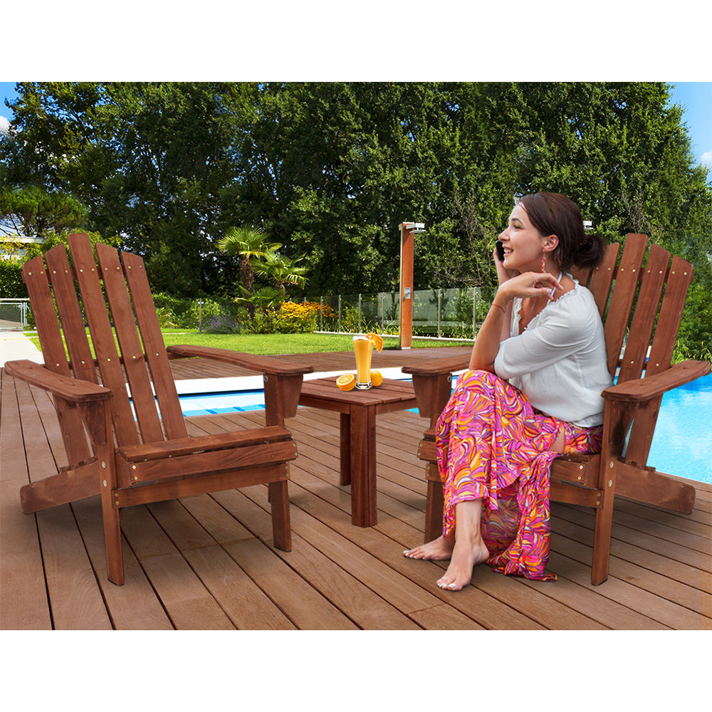 Gardeon Outdoor Sun Lounge Beach Chairs Table Setting Wooden Adirondack Patio Lounges Chair