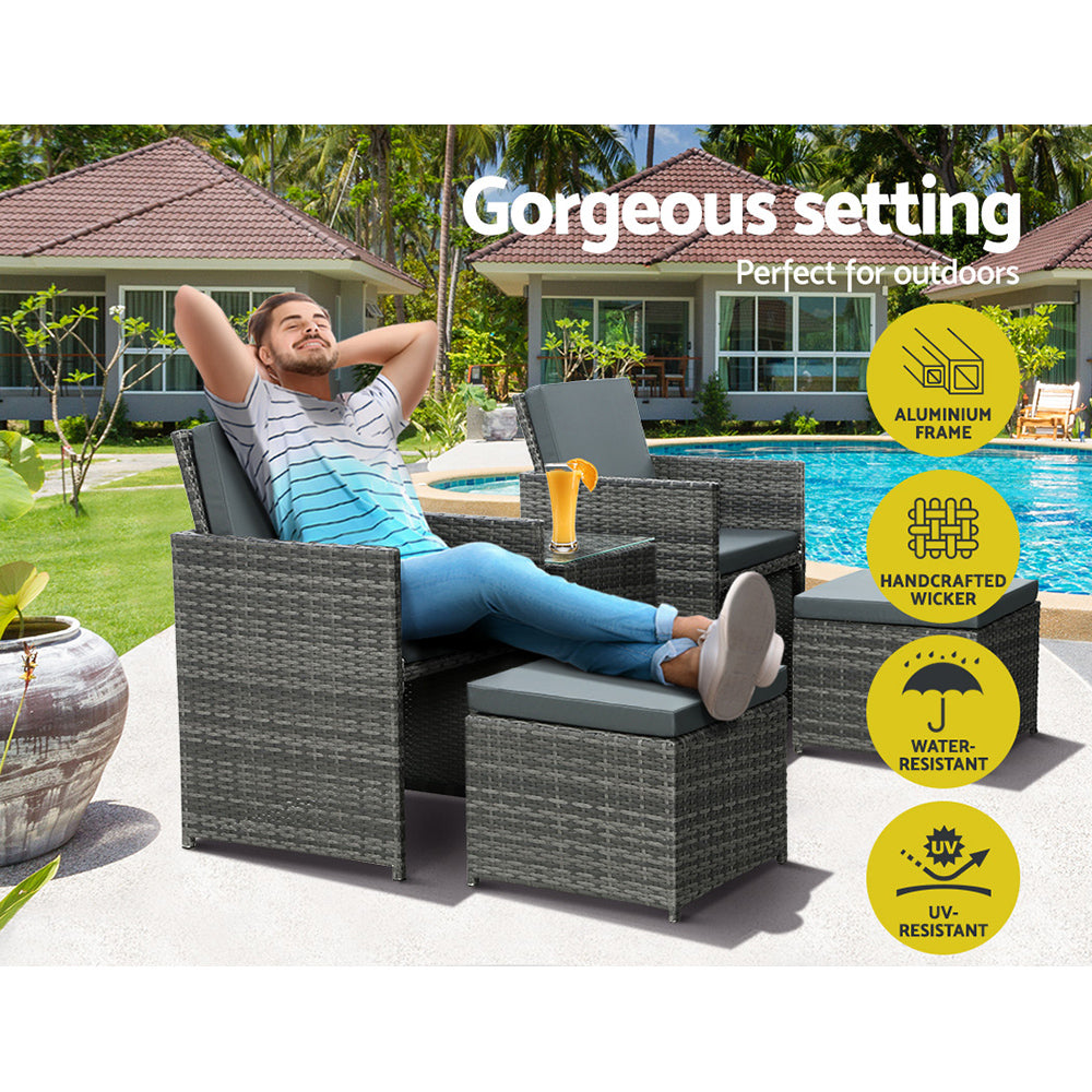 Gardeon Recliner Chairs Sun Lounge Wicker Lounger Outdoor Furniture Patio Sofa