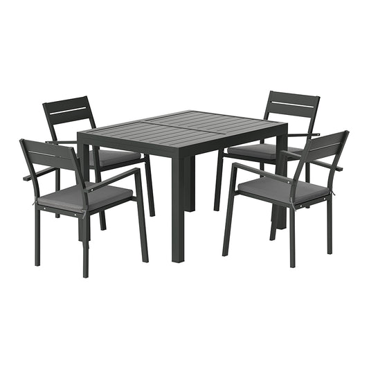 Gardeon 5pcs Outdoor Dining Set 4-Seater Aluminum Extension Table Chairs Lounge