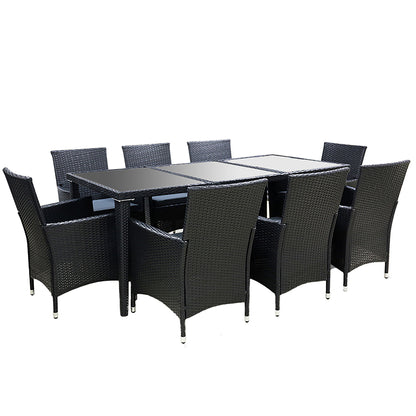 Gardeon 9 Piece Outdoor Dining Set - Black