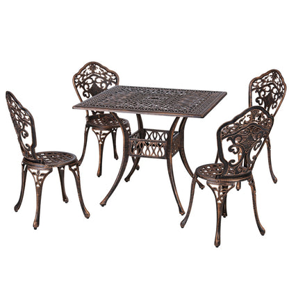 Gardeon 5 pcs Outdoor Furniture Dining Set Cast Aluminum Patio 4 Seater Brown