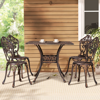 Gardeon 5 pcs Outdoor Furniture Dining Set Cast Aluminum Patio 4 Seater Brown