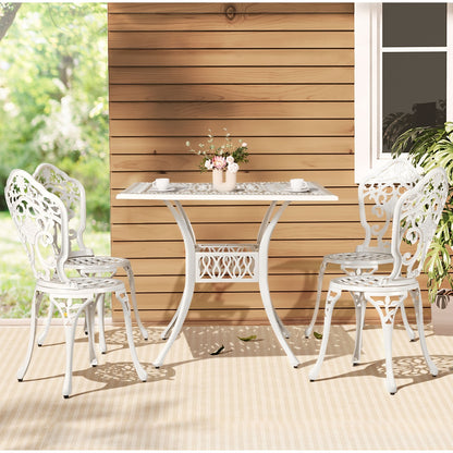 Gardeon 5 pcs Outdoor Furniture Dining Set Cast Aluminum Patio 4 Seater White