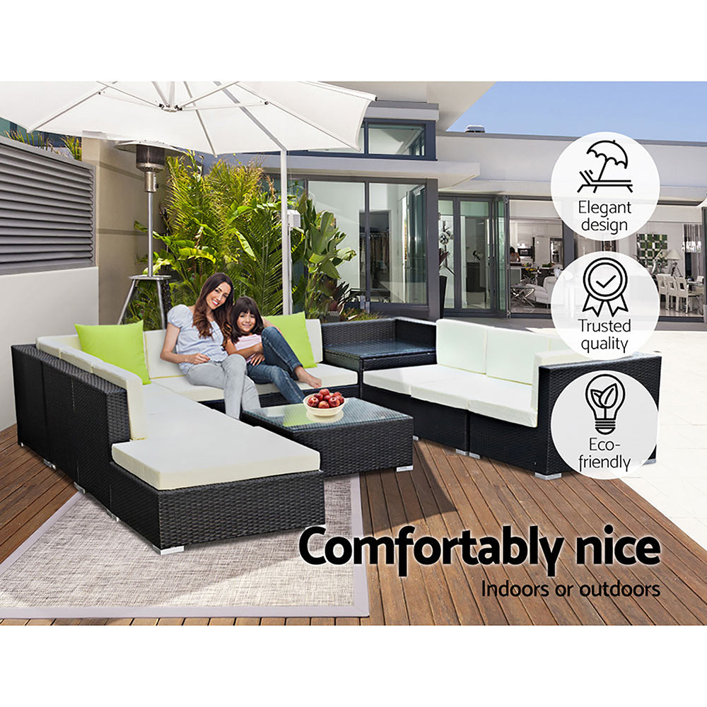 Gardeon 11PC Outdoor Furniture Sofa Set Wicker Garden Patio Lounge