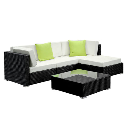 Gardeon 5PC Sofa Set with Storage Cover Outdoor Furniture Wicker