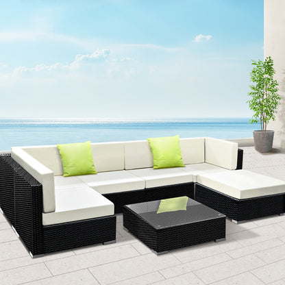 Gardeon 7PC Outdoor Furniture Sofa Set Wicker Garden Patio Pool Lounge