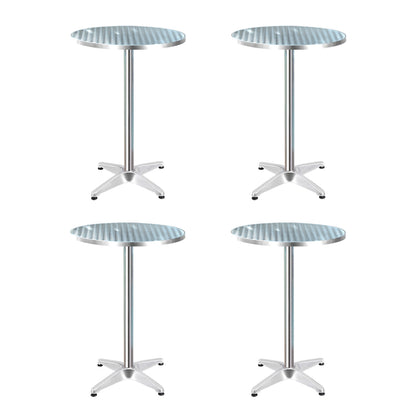 Gardeon 4pcs Outdoor Bar Table Furniture Adjustable Aluminium Cafe Table Round