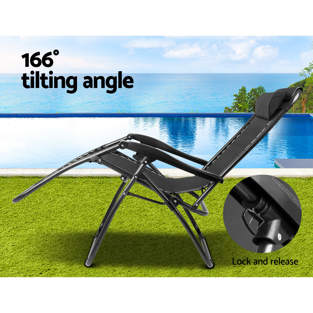 Gardeon Outdoor Portable Recliner - Black