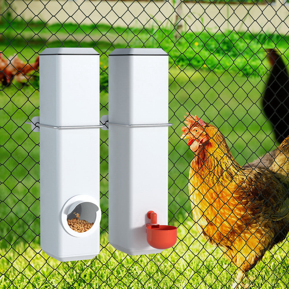 Giantz Chicken Feeder Water Dispenser Automatic Waterer Poultry Food Drinker 4L