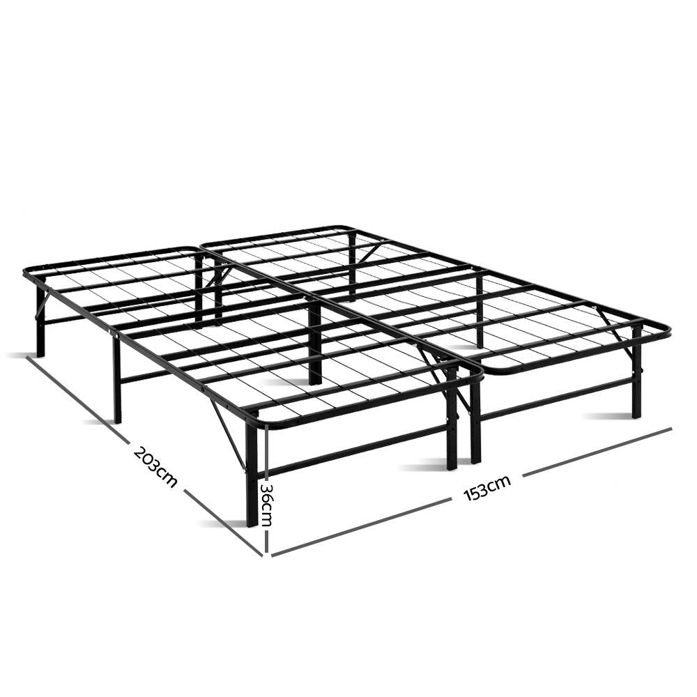 Artiss Folding Queen Metal Bed Frame - Black