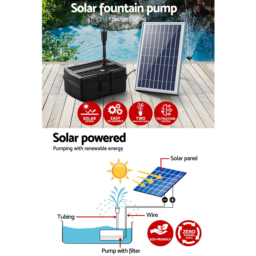 Gardeon Solar Pond Pump with Eco Filter Box Water Fountain Kit 5FT