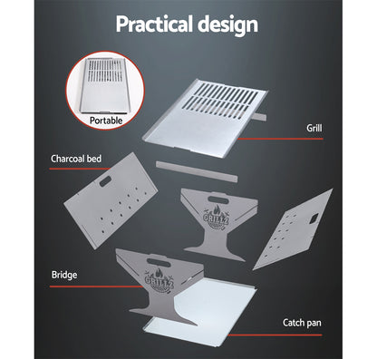 Grillz Fire Pit BBQ Outdoor Camping Portable Patio Heater Folding Packed Steel