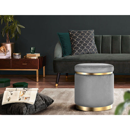 Artiss Ottoman Foot Stool Round Velvet Charcoal