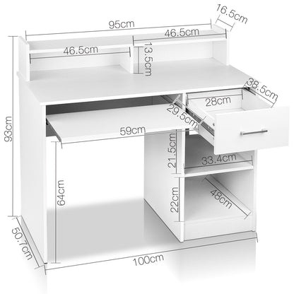 Artiss Office Computer Desk with Storage - White