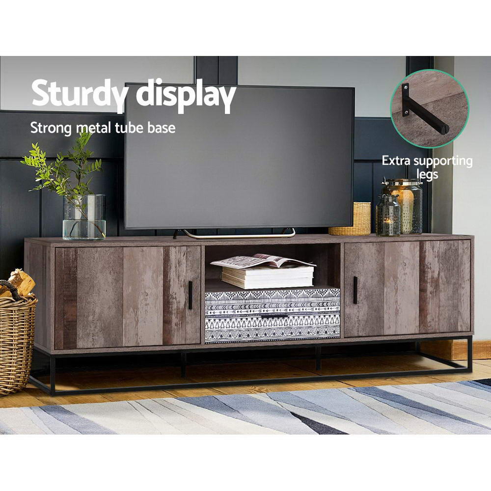 Artiss TV Cabinet Entertainment Unit Stand Storage Wooden Industrial Rustic 180cm