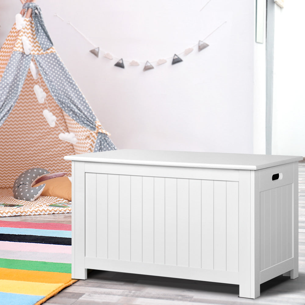 Keezi Kids Wooden Toy Chest Storage Blanket Box White Children Room Organiser