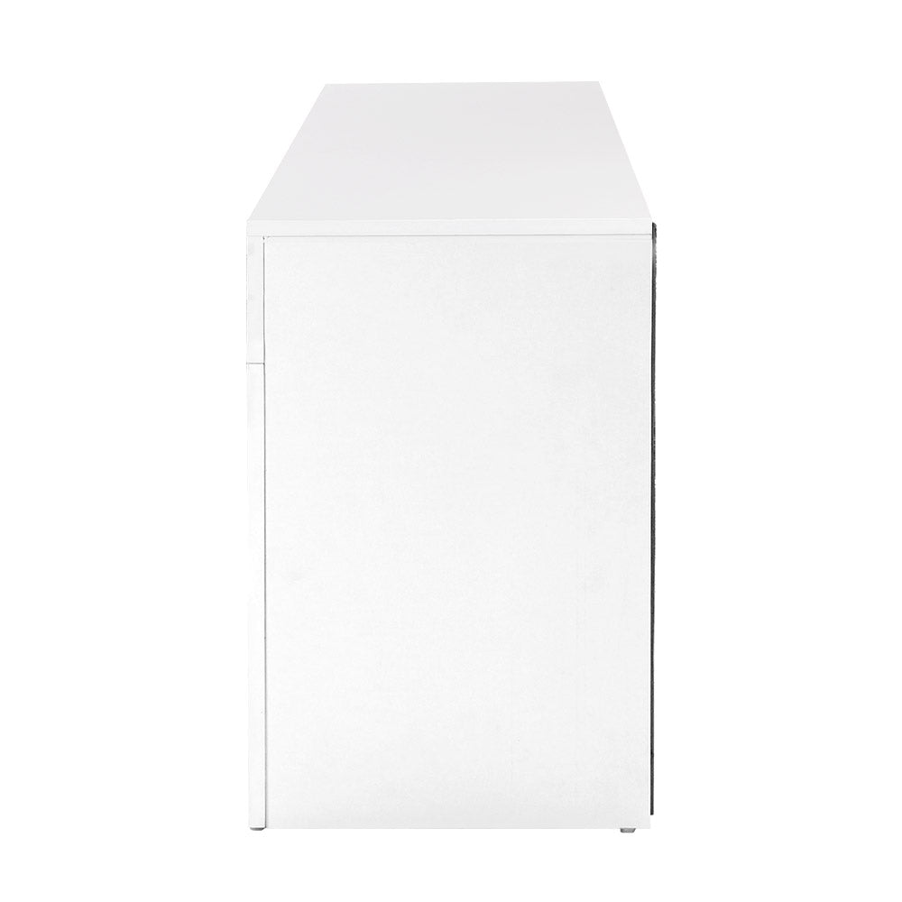 Artiss 130cm High Gloss TV Stand Entertainment Unit Storage Cabinet Tempered Glass Shelf White