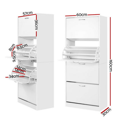 Artiss Shoe Rack Cabinet 60 Pairs 4 Doors - White