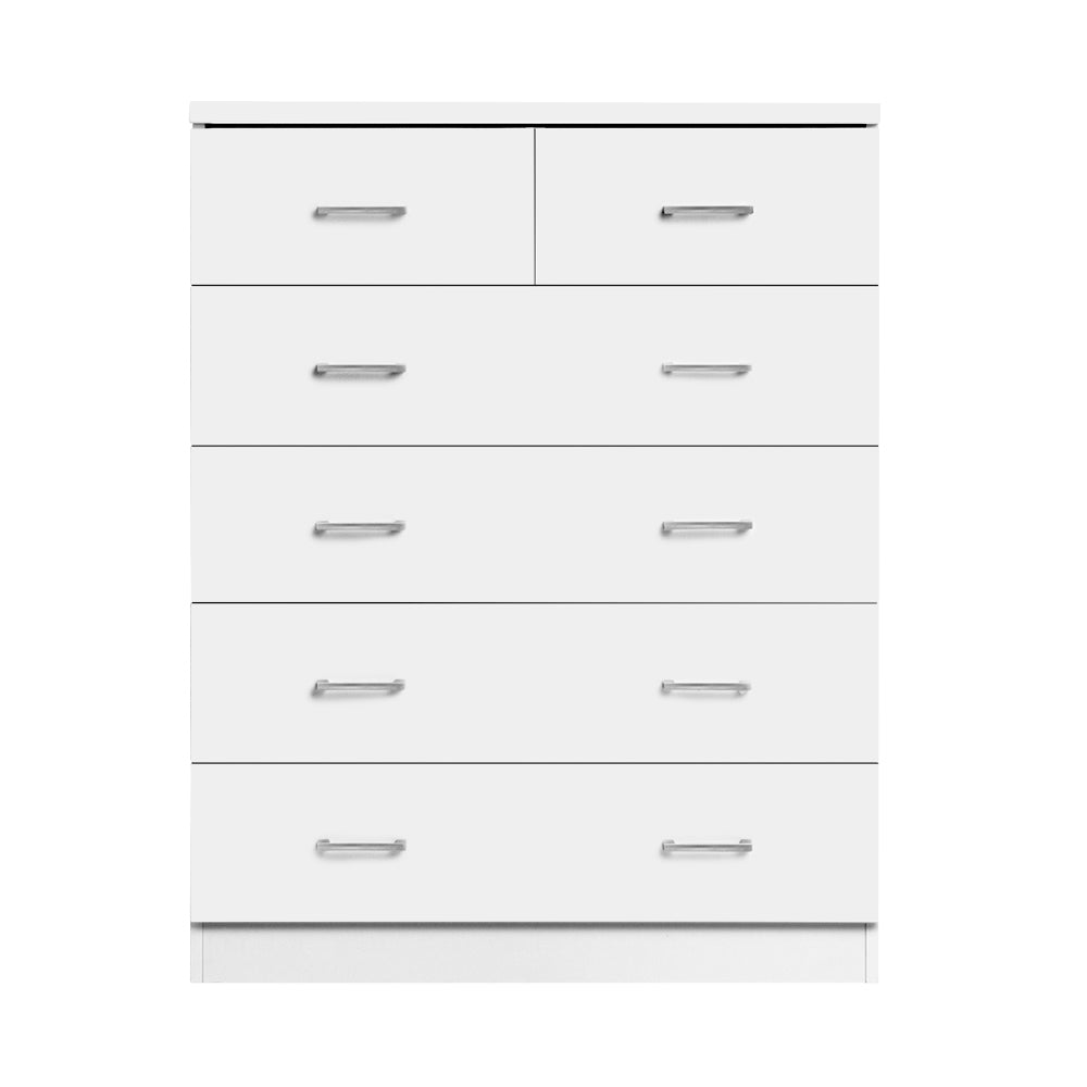 Artiss Tallboy Dresser Table 6 Chest of Drawers Cabinet Bedroom Storage White