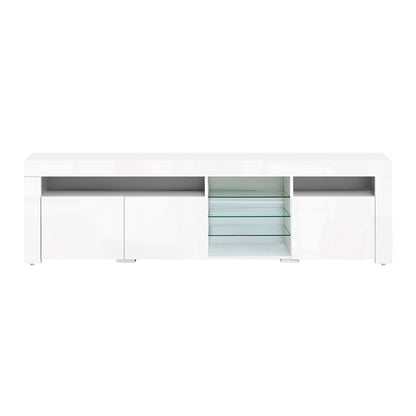 Artiss TV Cabinet Entertainment Unit Stand RGB LED Gloss 3 Doors 180cm White