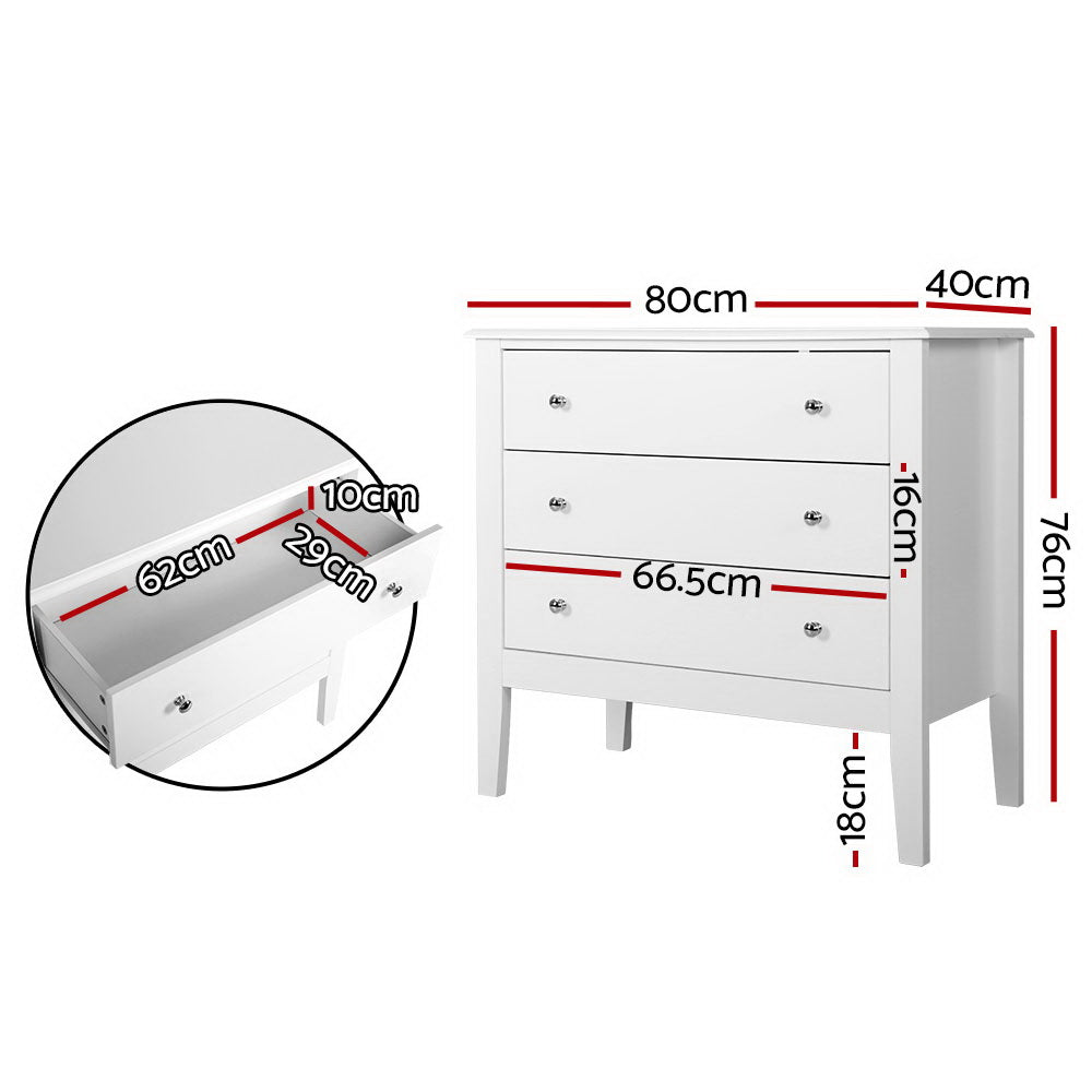 Artiss Chest of Drawers Storage Cabinet Bedside Table Dresser Tallboy White