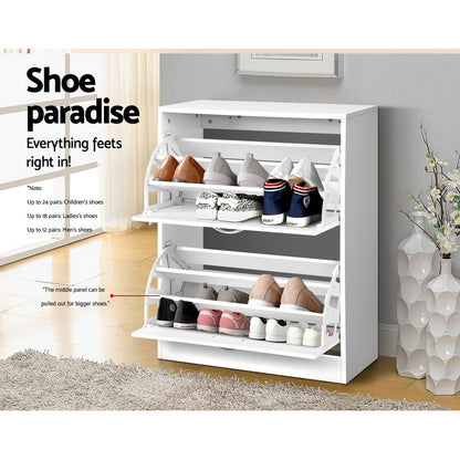 Artiss Shoe Rack Cabinet Adjustable Shelves 24 Pairs White Iris